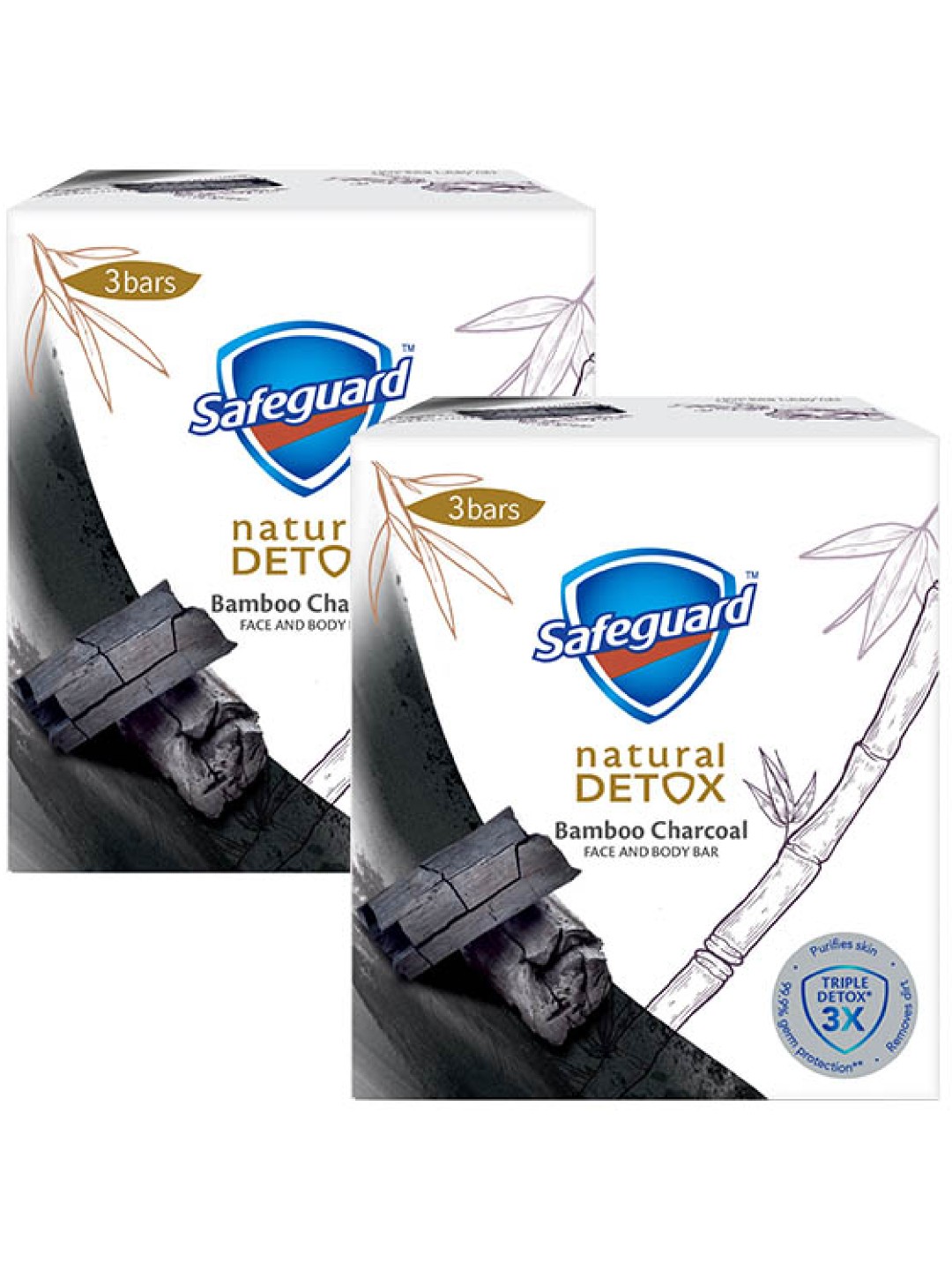 Safeguard Detox Face and Body Bar Soap Charcoal 2Pack (3 x 108g) edamama